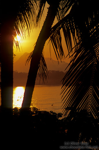 Sunset over the Mekong River near Luang Prabang