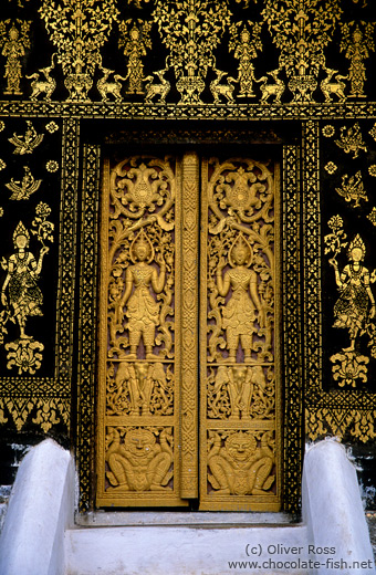 Door at the Haw Pha Bang temple, Luang Prabang