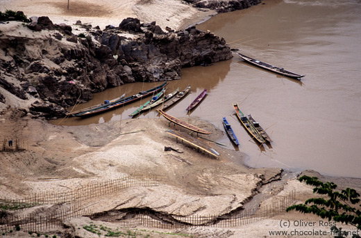 River boats on the Mekong near Huay Xai