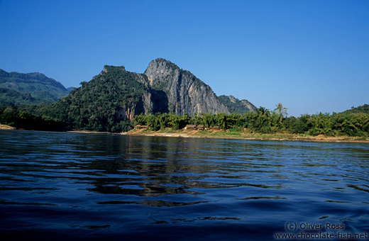 Mekong river landscape at the Pak Ou caves near Luang Prabang