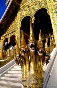 Travel photography:Dragon heads outside the Haw Pha Bang temple in Luang Prabang, Laos