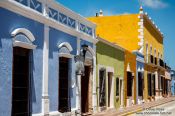 Travel photography:Campeche street with colonial houses, Mexico