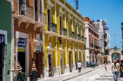 Travel photography:Campeche street with colonial houses, Mexico