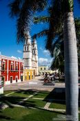 Travel photography:View of Campeche curch from the city walls, Mexico