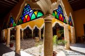 Travel photography:Interior patio of a colonial house in Campeche, Mexico