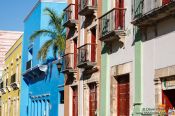 Travel photography:Colonial houses in Campeche, Mexico