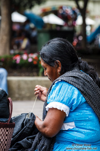 Fixing clothes in Oaxaca