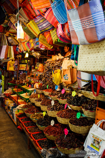 Varieties of chilli being sold at the Oaxaca market