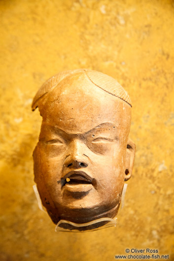 Sculpture of a face at the Mexico City Anthropological Museum