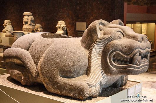 Sculpture of Ocelotl-Cuauhxicalli at the Mexico City Anthropological Museum