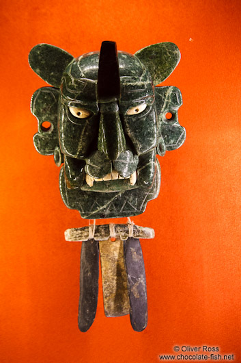 Mask of god murciélago at the Mexico City Anthropological Museum
