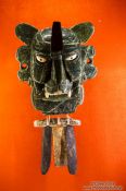 Travel photography:Mask of god murciélago at the Mexico City Anthropological Museum, Mexico