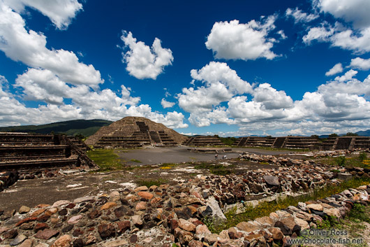 View of the Moon Pyramid at the Teotihuacan archeological site