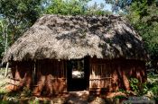 Travel photography:Reconstruction of a traditional Mayan house at the Chichen Itza archeological site, Mexico