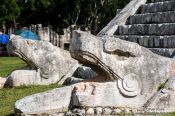 Travel photography:Snake heads at the Chichen Itza archeological site, Mexico