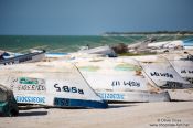 Travel photography:Boats at Celestun beach, Mexico