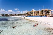 Travel photography:Playa del Carmen beach with hotels, Mexico