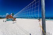 Travel photography:Volleyball net on Tulum beach, Mexico