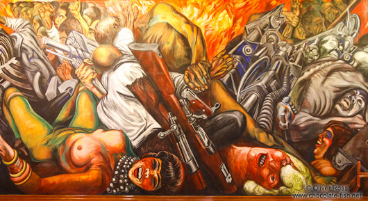 Mural entitled `Katharsis` by José Clemente Orozco in the Palacio de Bellas Artes