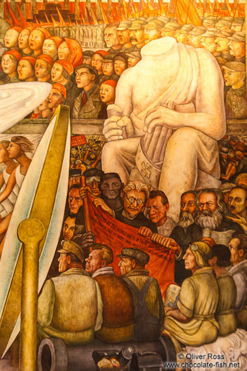 Mural by Diego Rivera entitled `El hombre en la encrucijada` (man at the crossroads) at the Palacio de Bellas Artes