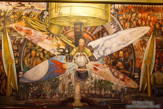 Mural by Diego Rivera entitled `El hombre en la encrucijada` (man at the crossroads) at the Palacio de Bellas Artes