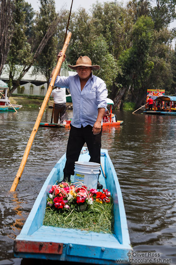 Colourful trajinera (raft) on Lake Xochimilco