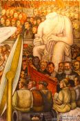 Travel photography:Mural by Diego Rivera entitled `El hombre en la encrucijada` (man at the crossroads) at the Palacio de Bellas Artes, Mexico