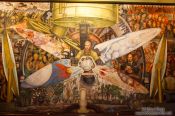 Travel photography:Mural by Diego Rivera entitled `El hombre en la encrucijada` (man at the crossroads) at the Palacio de Bellas Artes, Mexico