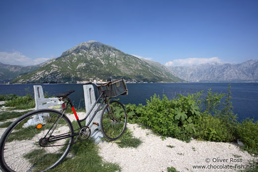 Bike overlooking Perast bay (Boka Kotorska)
