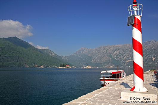 View of Perast harbour with the islands of Sv. Djordje (St. George) and Gospa od Škrpjela (Our Lady of the Rock)