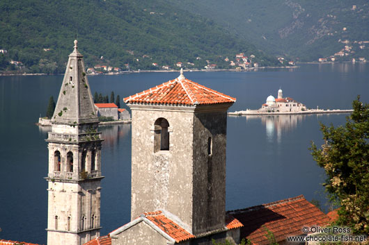 View of the two churches in Perast with the islands of Sv. Djordje (St. George) and Gospa od Škrpjela (Our Lady of the Rock)