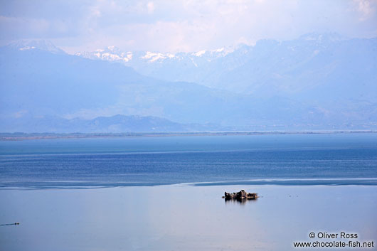 View of Skadarsko jezero (Scutari lake) with isolated monastery