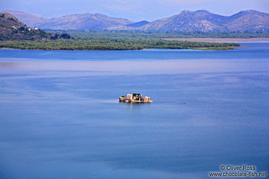 View of Skadarsko jezero (Scutari lake) with isolated monastery