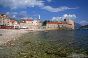 Travel photography:View of Budva town and beach, Montenegro