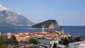 Travel photography:Panoramic view of Budva`s old town, Montenegro