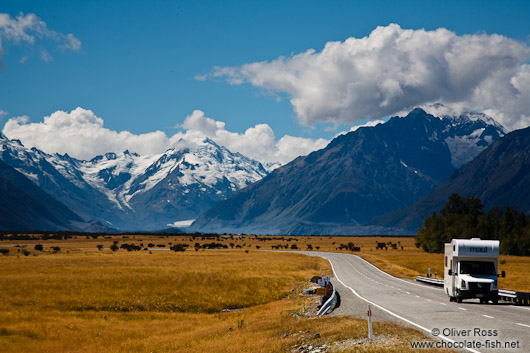 Camper van in Mount Cook National Park