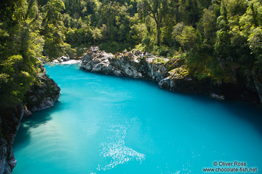 Turquoise glacier water in Hokitika Gorge