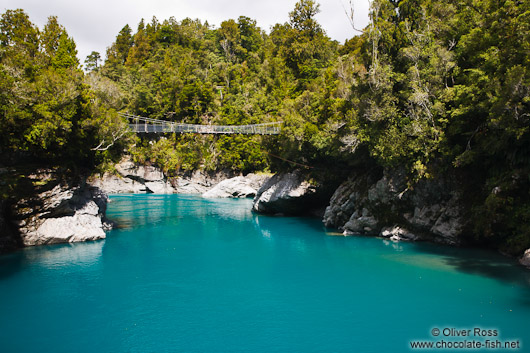 Turquoise glacier water in Hokitika Gorge