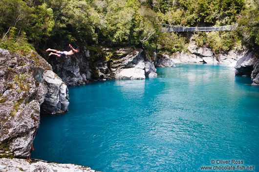 Jumper at the Hokitika Gorge