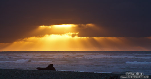 Hokitika beach at sunset