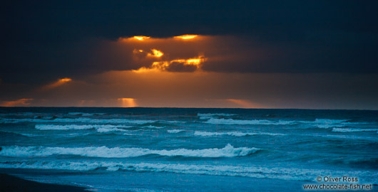 Hokitika beach at sunset