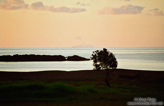 The Volcanic White Island smoking in the distance off the East Cape