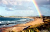 Travel photography:Rainbow over Henderson Bay, New Zealand
