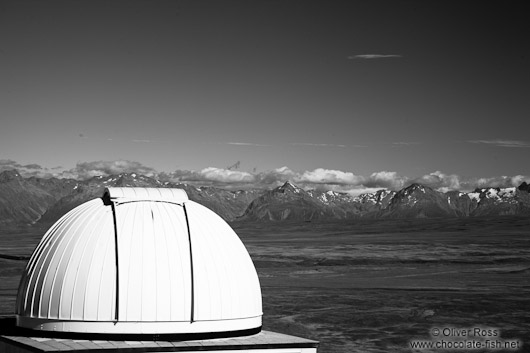 Astronomical observatory atop Mout John overlooking the Southern Alps