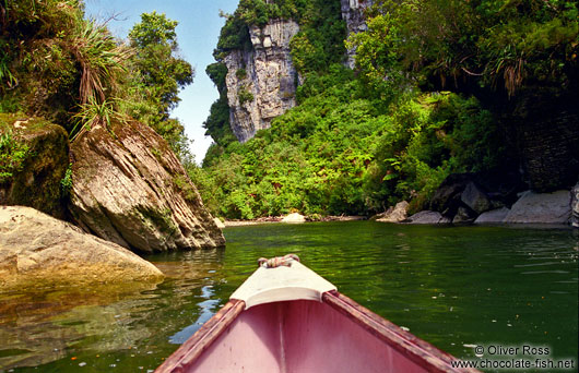 Navigating a canyon near Punakaiki