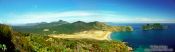 Travel photography:Superwide panorama of East Ruggedy beach on Stewart Island, New Zealand