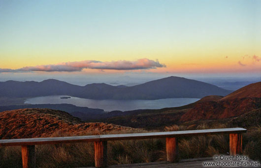 View from Ketetahu hut onto Lake Rotoaira and Lake Taupo