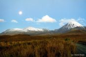 Travel photography:Moon over Mt Ruapehu and Mt Ngauruhoe, New Zealand