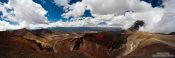 Travel photography:Panorama with Mount Ngarahoe (right) and the Red Crater in Tongariro National Park, New Zealand