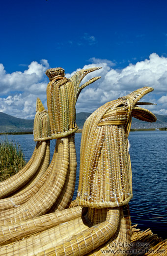 Decorations at the prows of the Uros boats